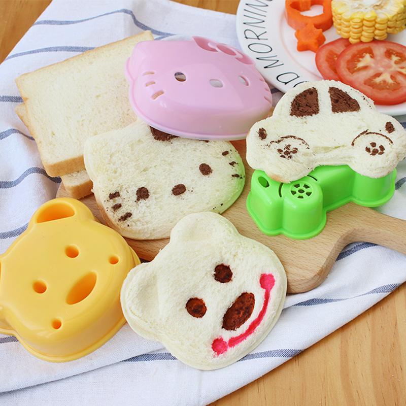 KH Cetakan Roti Sandwich Karakter Kartun Beruang Kelinci Mobil Untuk Anak-Anak Bento Rice Mold