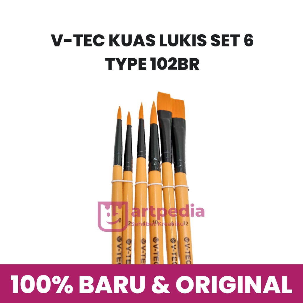 

V-TEC ART BRUSH VT-102BR/6 / KUAS LUKIS CAT AKRILIK / KUAS LUKIS SET 6