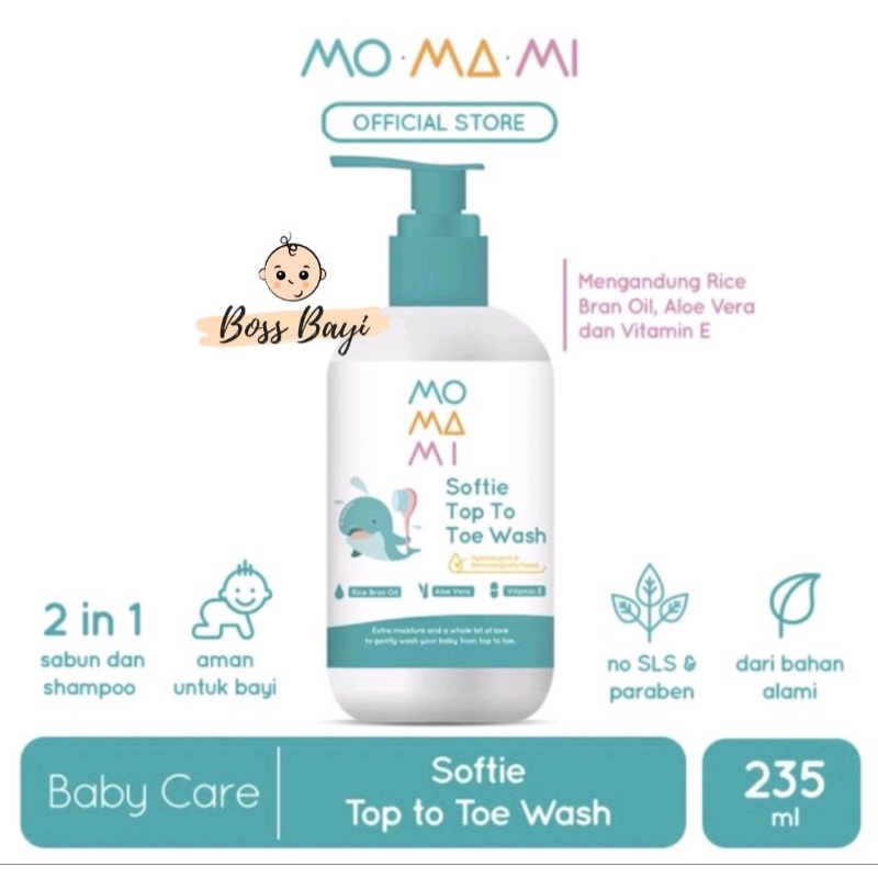 MOMAMI - Baby Care Happy Hair Wash 250ml / Bubbly Body Wash 250ml / Softie Top To Toe Wadh 235ml