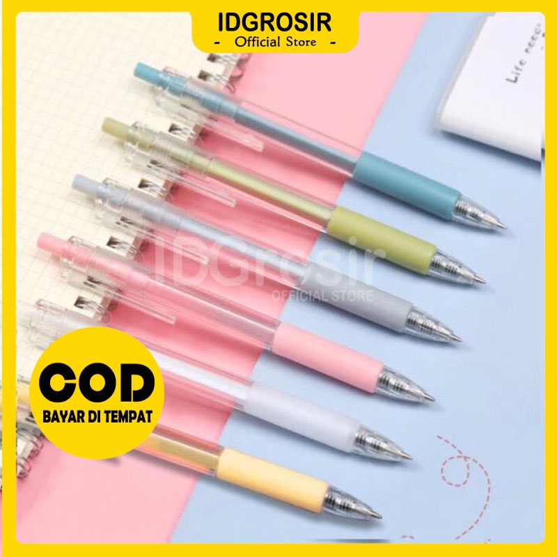 

IDgrosir 6pcs Pena Gel Tinta Hitam Pulpen Warna Warni Pastel Aesthetic IDG-ST0021