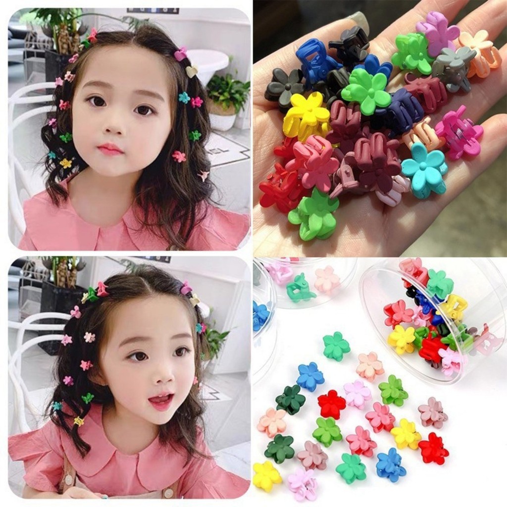 50 Pcs Jepit Rambut Bentuk Bunga Kecil Warna Permen Gaya Korea Untuk Anak