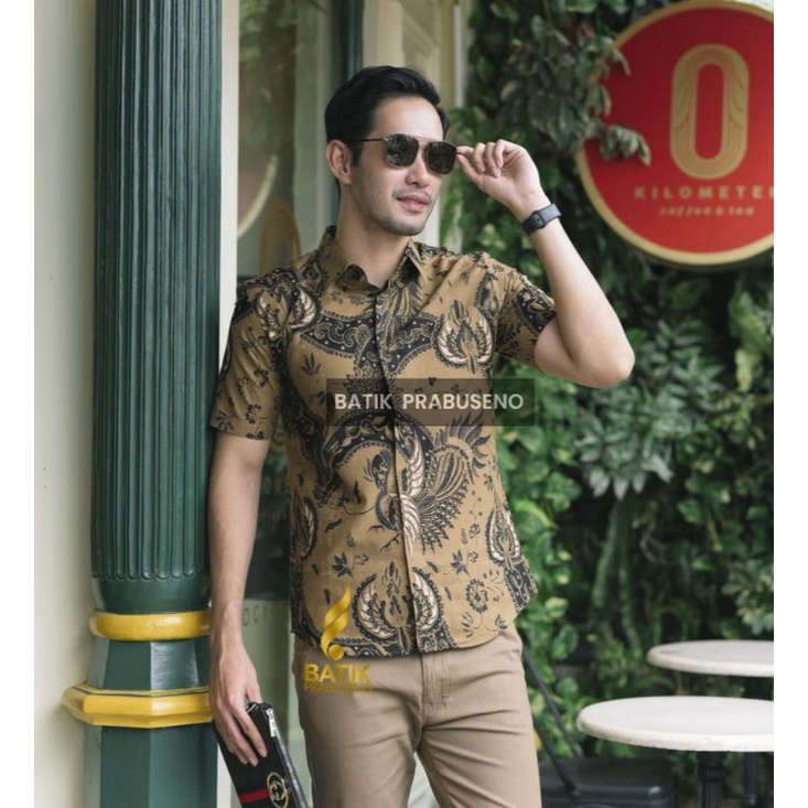 KEMEJA BATIK PRIA RANTAI MURAI  LENGAN PENDEK SLIMFIT LAPIS FURING