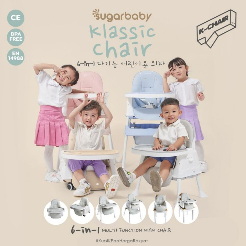 Sugar Baby Klassic Chair High Chair 6in1 K-Chair Kursi Makan Bayi