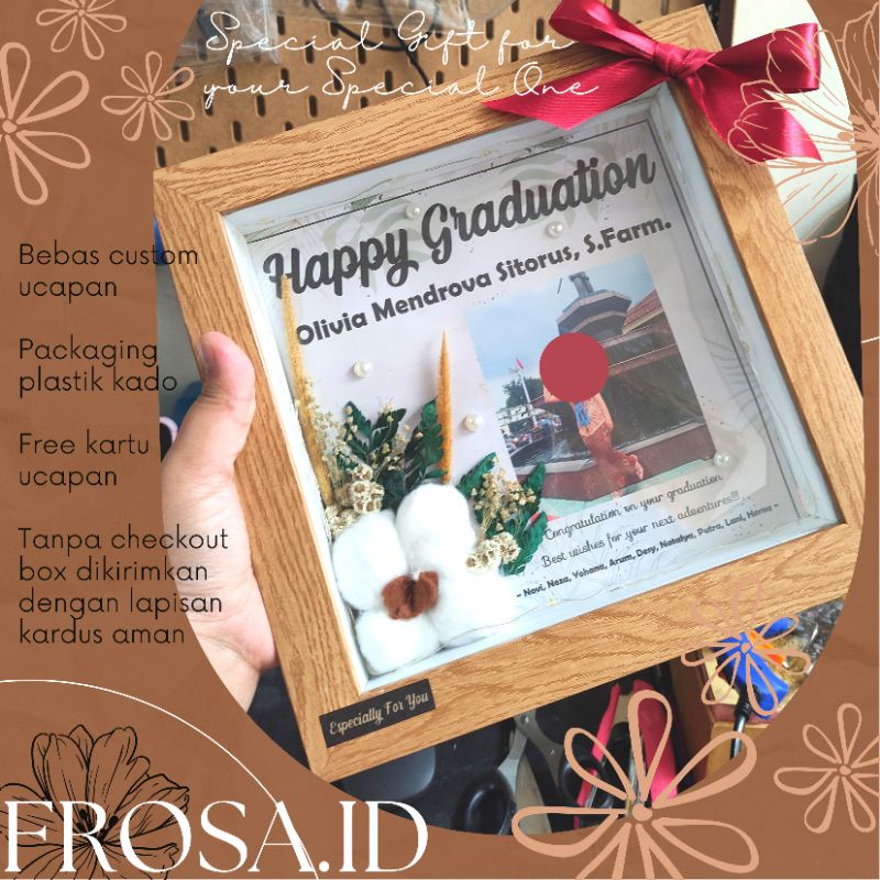 

Flower in frame 3D kaca bucket hadiah wisuda ulang tahun pernikahan mahar