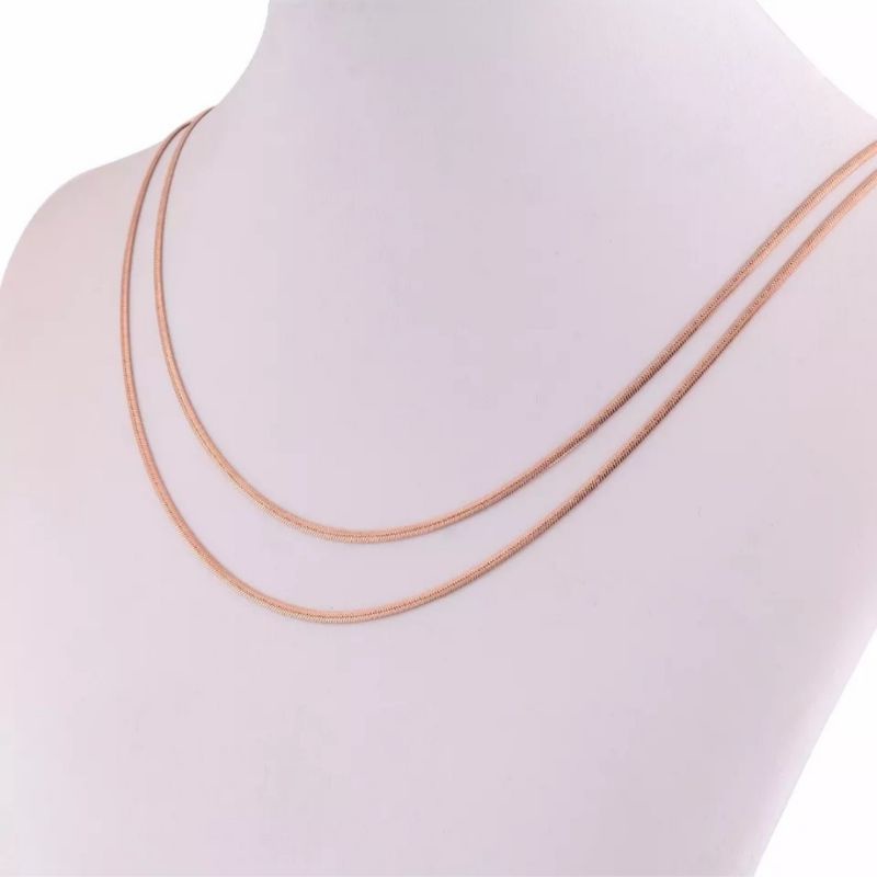 Kalung Titanium Model Gepeng Warna RoseGold Terbaru Pria dan Wanita