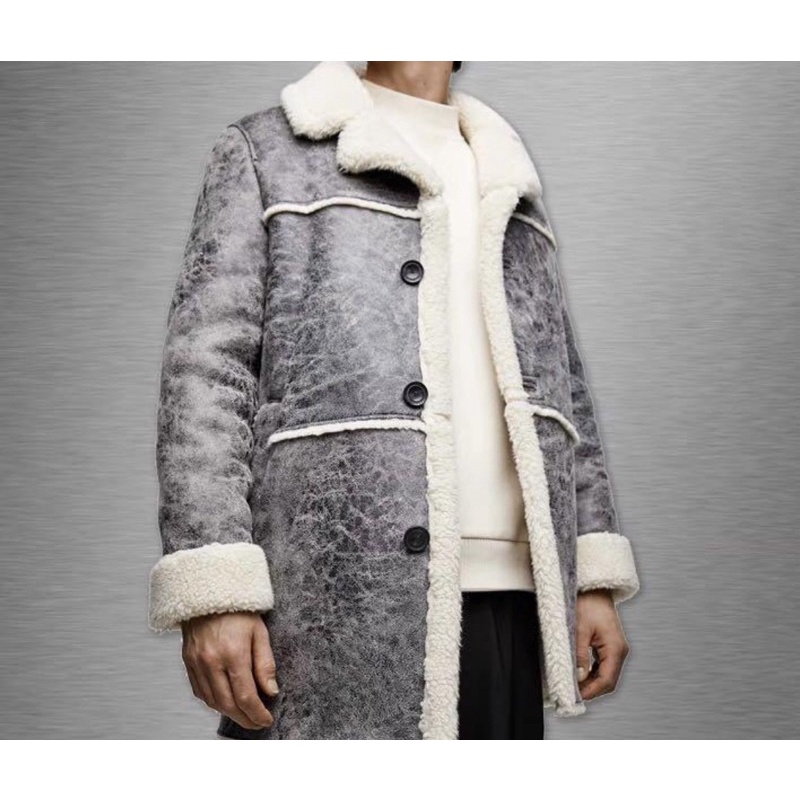 zara men coat with fur