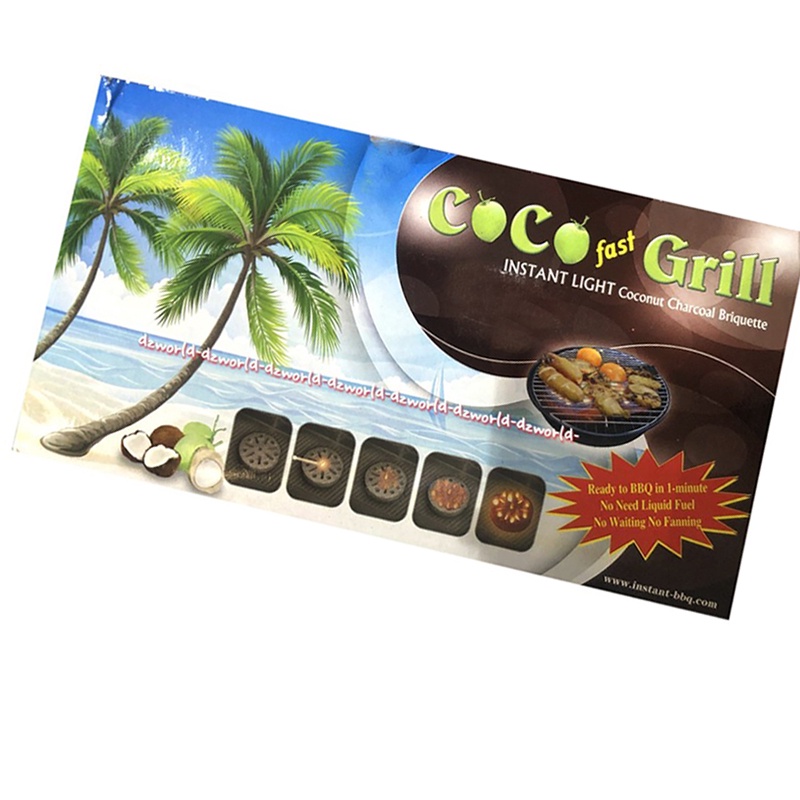 Coco Fast Grill Instan Light Coconut Charcoal  Briquette Starter Breket Arang Kelapa BBQ  Batok Kelapa Instan Barbeque Untuk Pangang Memanggang Bakar isi 2pcs Cocofast Gril