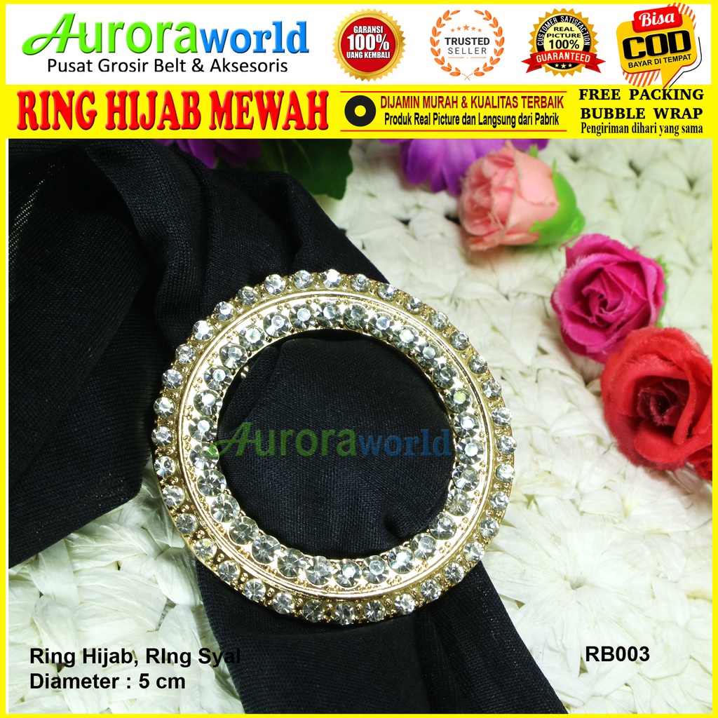 AURORAWORLD RING HIJAB RING ROK LILIT RING BELT MEWAH FULL BERLIAN  Bisa digunakan untuk Jilbab &amp; sebagai kepala ikat pinggang Ring Syal Ring Pashmina bros Ring kerudung gesper hijab Terbaru bisa COD