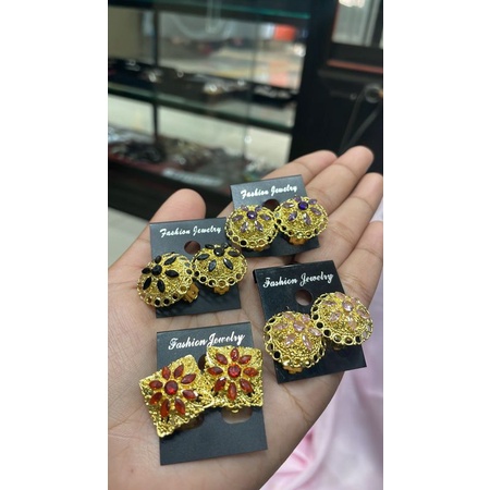 giwang tusuk alpaka lapis emas bali