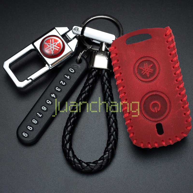 Leather Key Cover Untuk YAMAHA Nmax AEROX V2 2020/AEROX S/Xmax NVX155 QBIX AEROX JAUNS XMAX300 Sarung Kunci Kulit Motor case remote Holder keychain