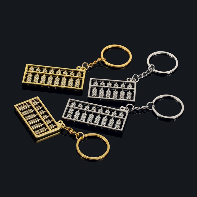 Yamata Gantungan Kunci Model Sempoa Mini Creative Calculator Accounting Special Purpose Tool 8/6 Rows Abacus Keychain Chinese Ancientclassic Style Key Chain