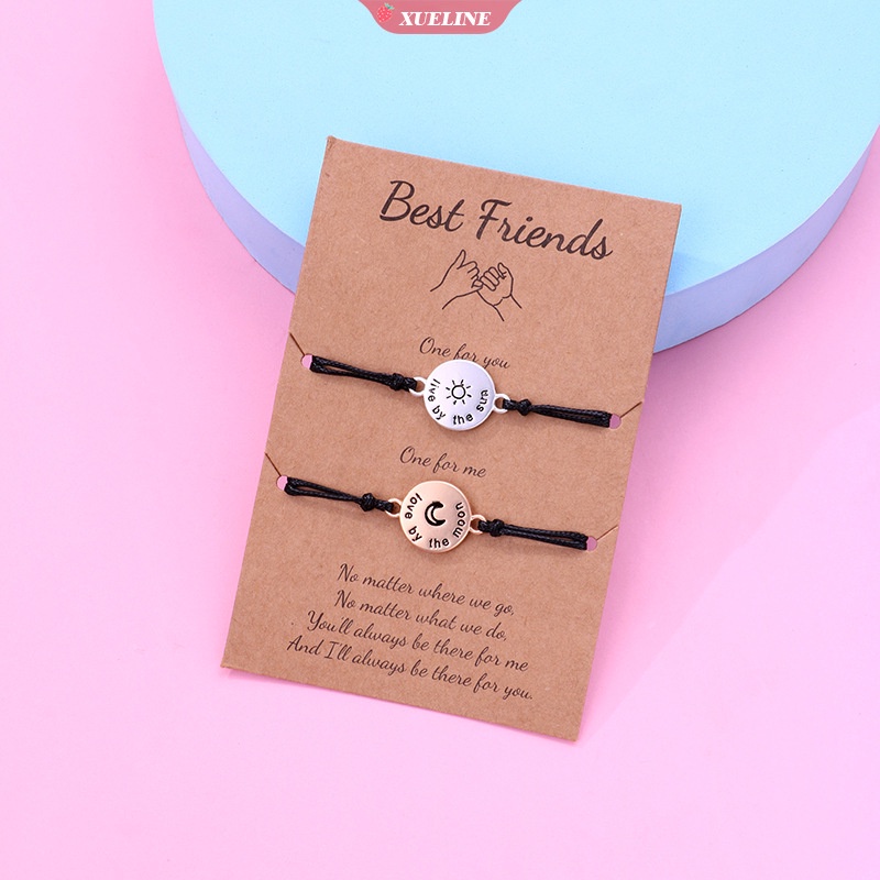 2 Pcs/Set Gelang Pasangan Matahari Dan Bulan Hadiah Handmade Tali Tangan Yang Dapat Disesuaikan Best Friend Bracelet Magnetic Couple Charm Bracelet [ZXL]