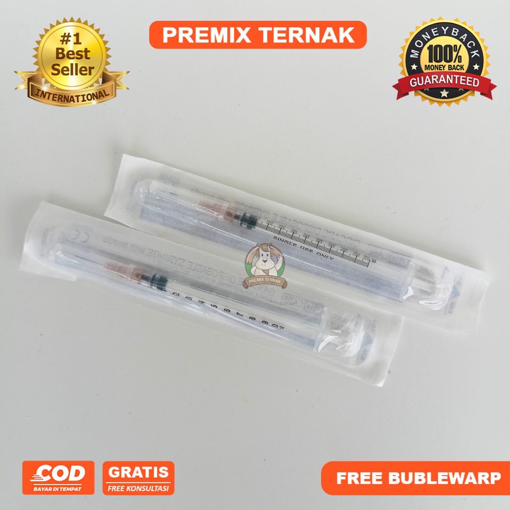 SYRINGE Spet Spuit Suntikan 1ml 3ml 5ml 10ml plus Jarum Untuk Hewan