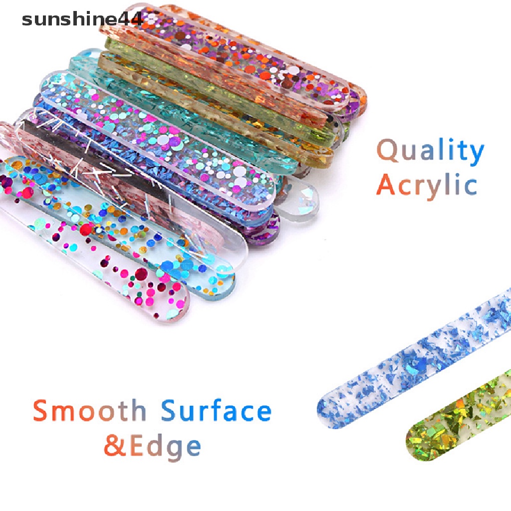 Sunshine 10pcs Stik Es Krim Loli / Kue / Permen Bahan Akrilik Reusable