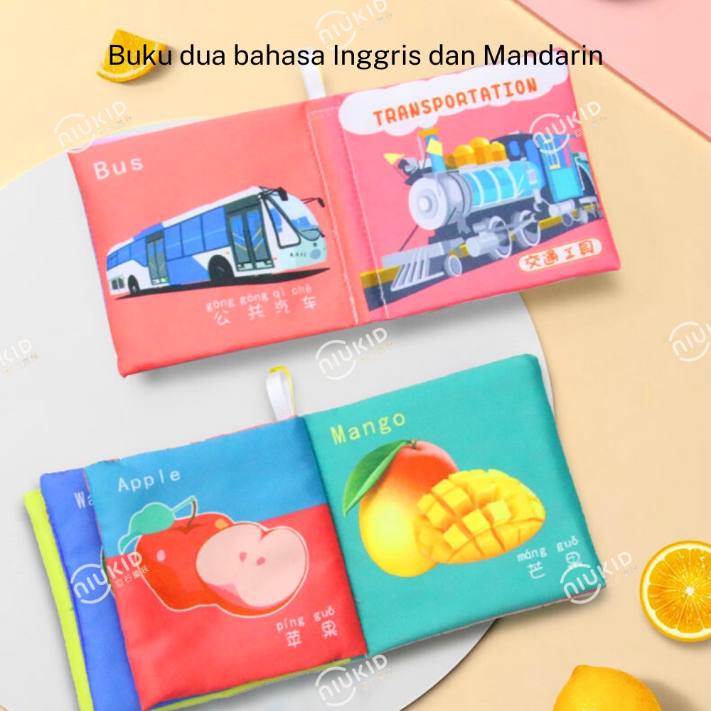 NIUKID BUKU BAYI KAIN PENDIDIKAN KARTUN BUKU BANTAL ANAK BABY CLOTH BOOK