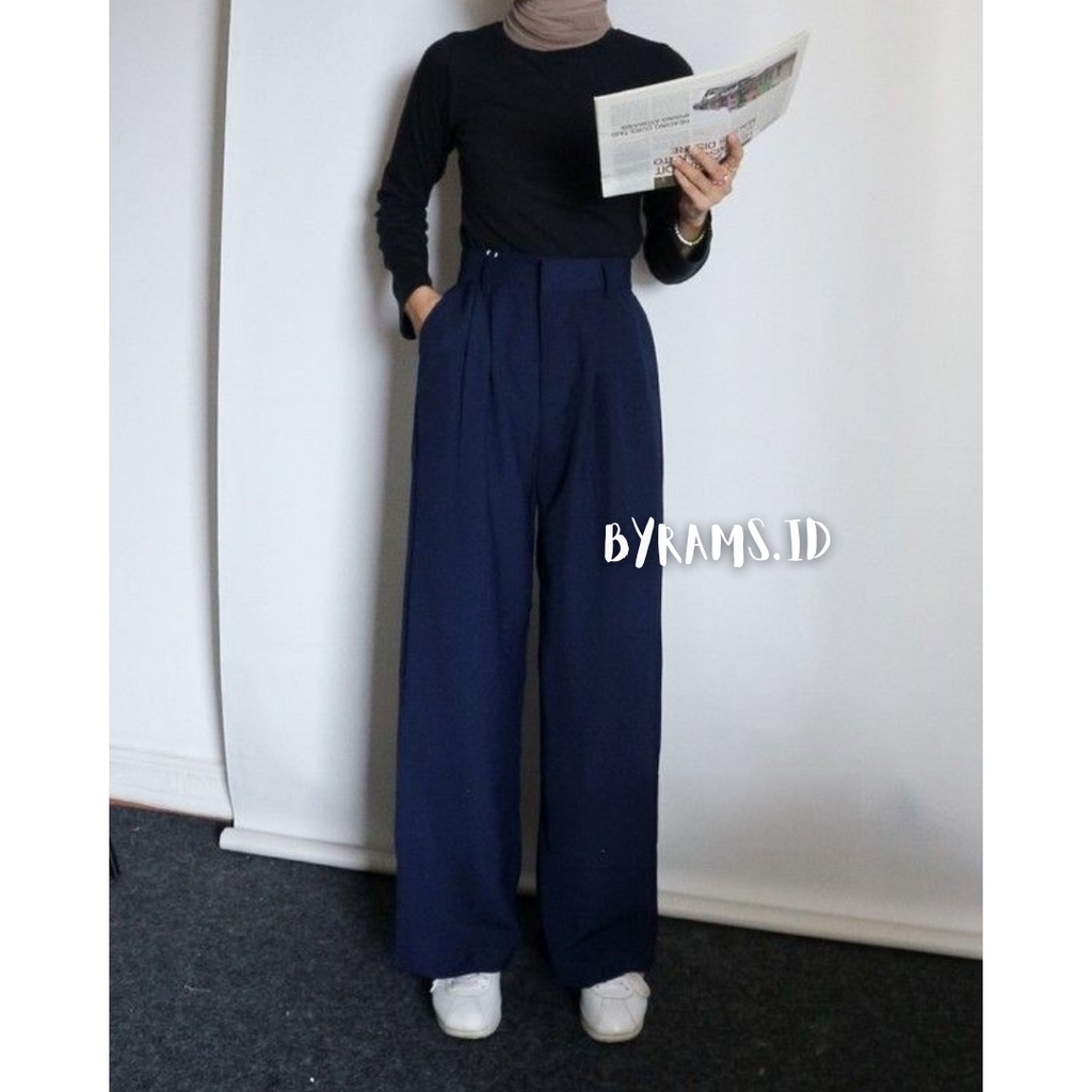 Celana Kulot Crinkle Highwaist Wanita Loose Cullote Pants