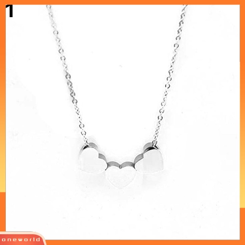 [WONE] Perhiasan Fashion Wanita Tiga Cinta Hati Rantai Liontin Pernyataan Choker Kalung Kalung