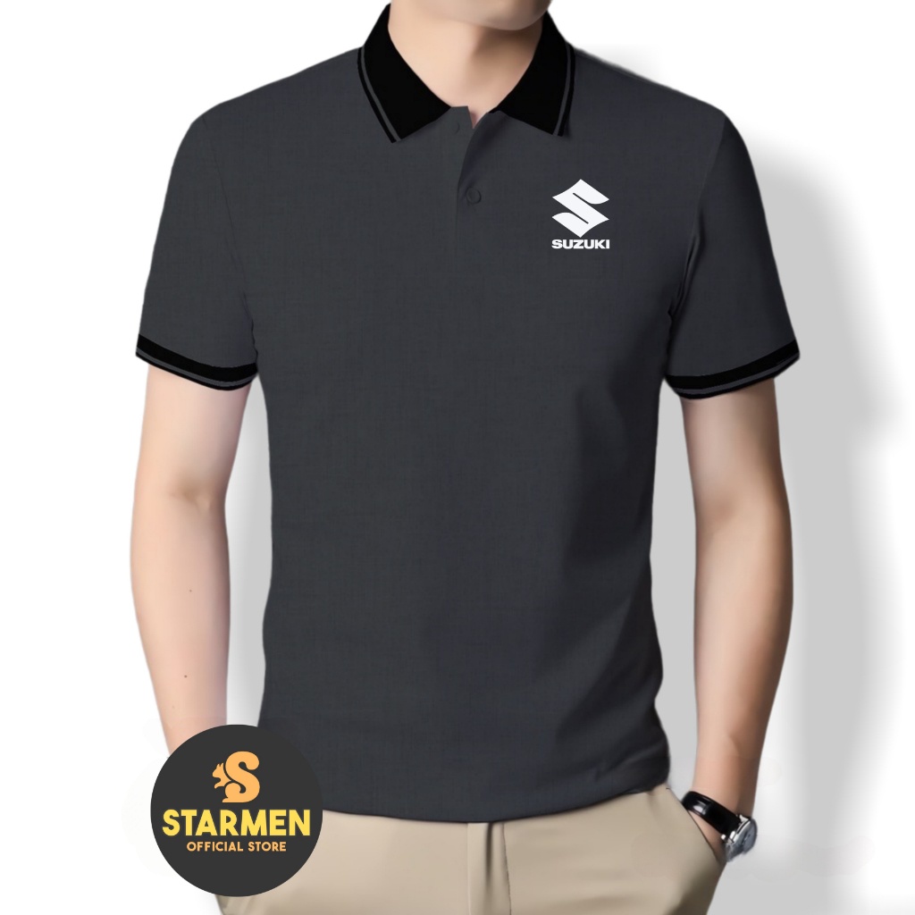 Kaos Polo Atasan Tshirt Pria Kerah Wangki Big List Logo SUZUKI