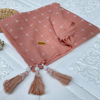 Helen_Collection Segi Empat Tasel / Hijab Tasel Motif / Jilbab Waffle Segi Empat Tasel / Kerudung Tasel