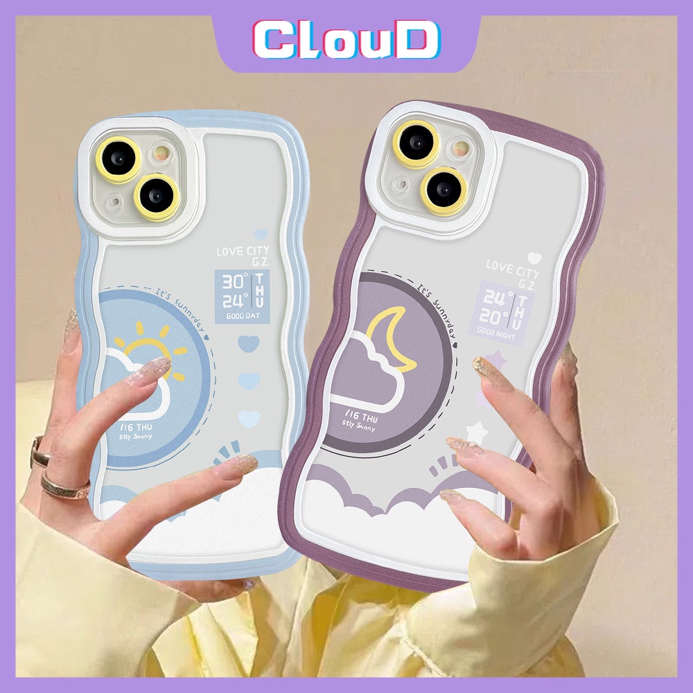 Wavy Edge Soft Tpu Couple Case Realme C35 C25Y C20 C11 9 Pro+C20A C11 C30 C3 C33 C25s C15 C21Y C17 C12 C25 8Pro 9 7 9i 7i 10 5 6i 8i 5i 8 Siang Malam Ramalan Cuaca Belakang Sarung