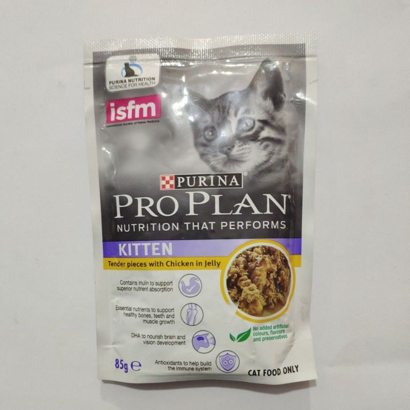 Proplan pouch kitten chicken in jelly 85gr makanan basah kucing pro plan sachet