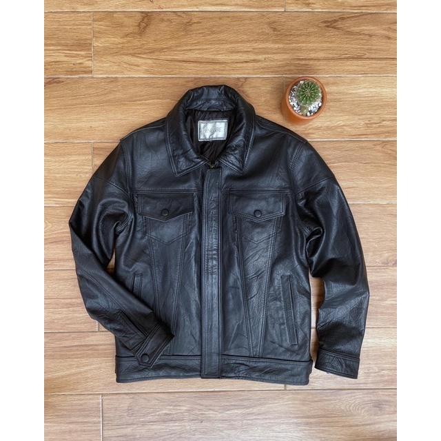 Jaket kulit asli trucker kemeja pl bekas preloved second