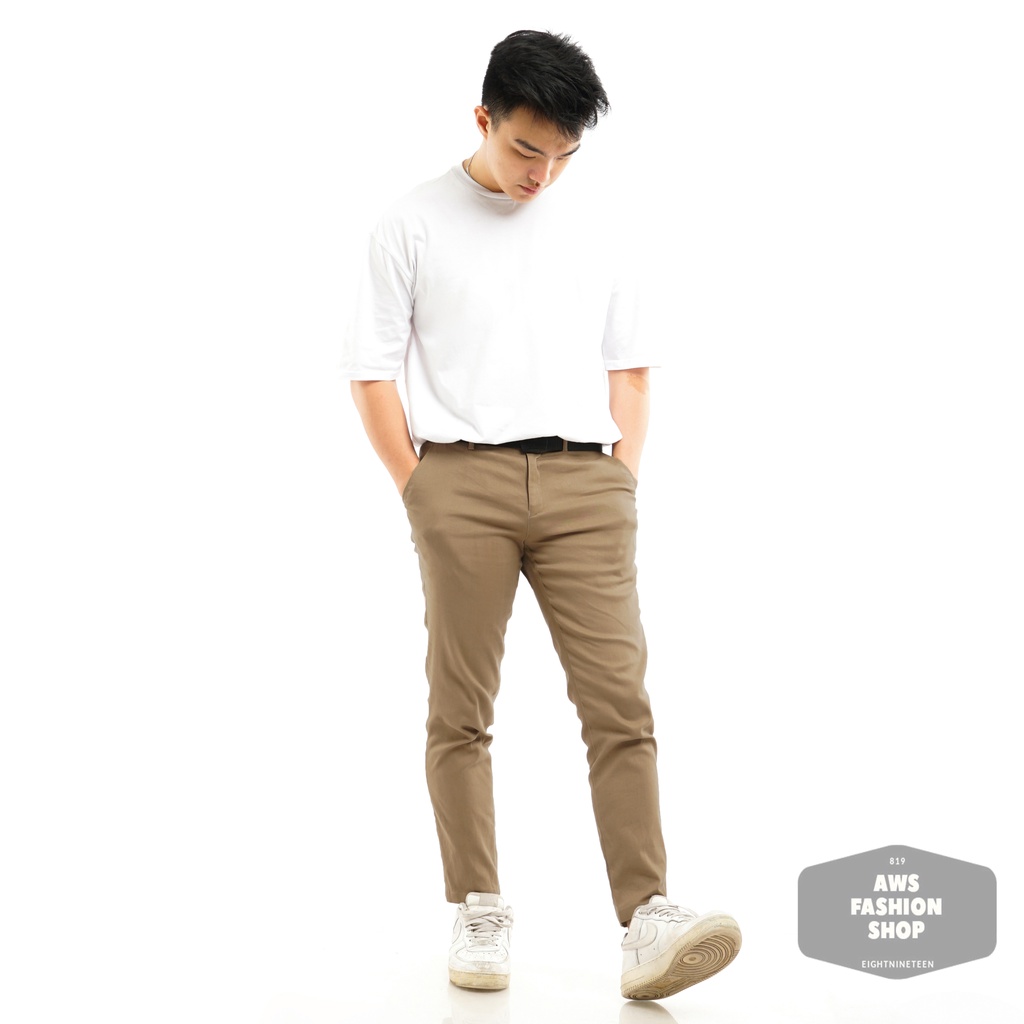 Celana Chino Pria Celana Panjang Pria PREMIUM QUALITY Dark Khaki