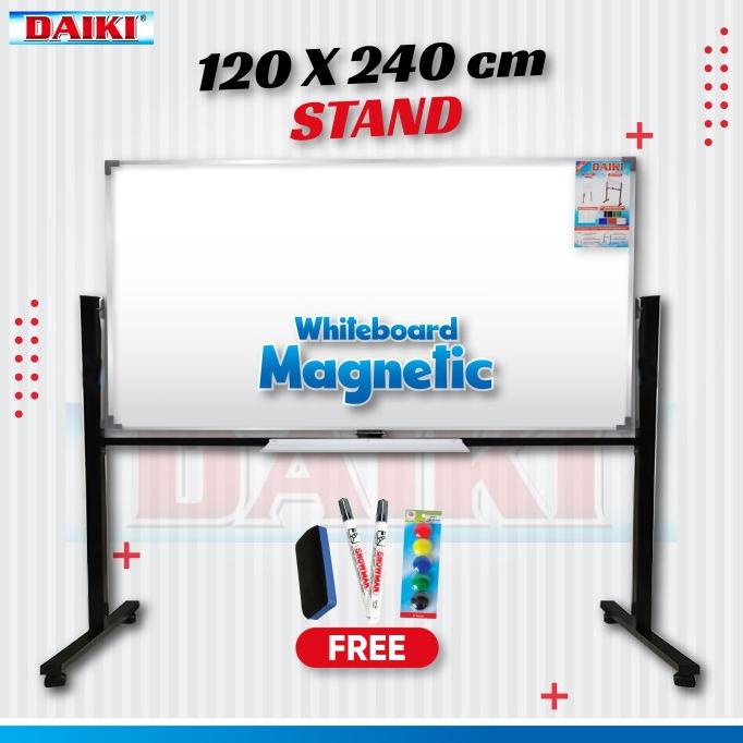 Whiteboard / Papan Tulis Magnet DAIKI Double Face stand Uk 120x240 Cm