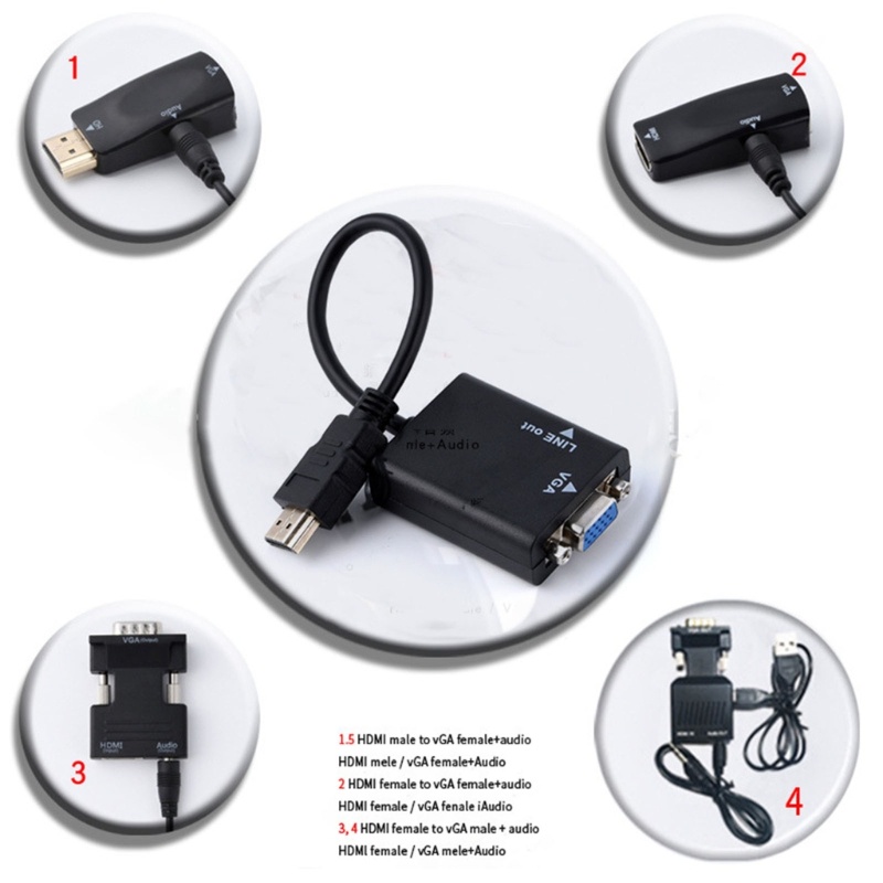 Zzz to VGA Adapter Male to Female Set-top Box to Projector Display Converter Splitter Dengan Jack 3.5mm