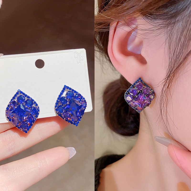 Korea Berlian Imitasi Geometris Berlian Niche Fashion Retro Temperamen Anting High-End