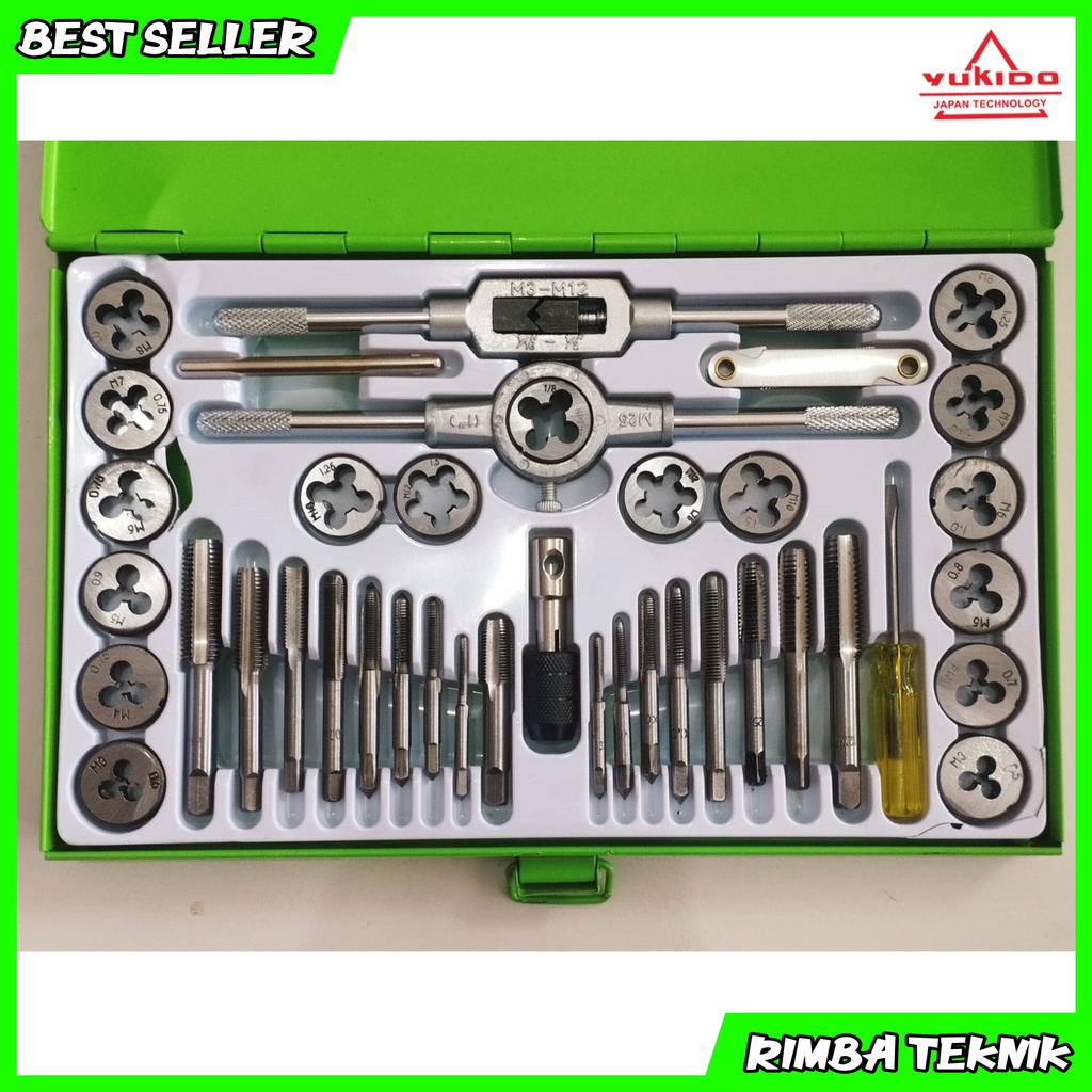 YUKIDO Tap and Dies Set 40 Pcs - Alat Snai dan Tap Ulir Baut Senai