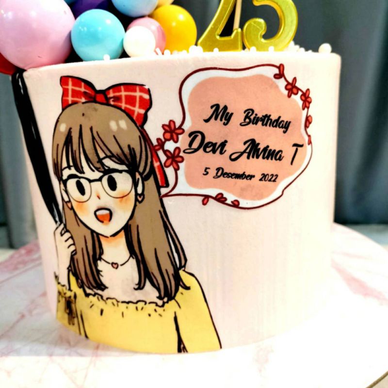 

Custom Cewek Edible Dekorasi Kue