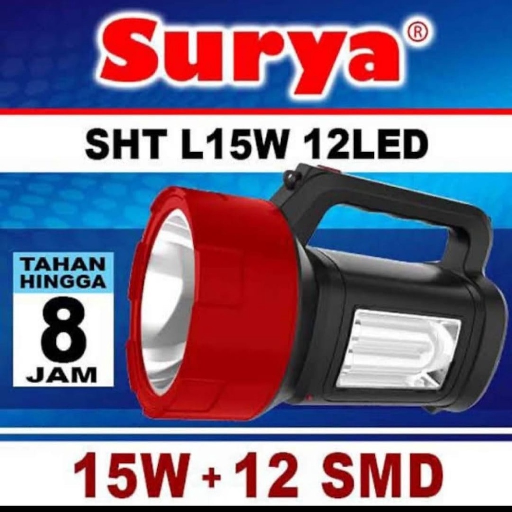 Senter Surya SHT L 15 W MERAH 12 LED Senter Tangan + Emergency