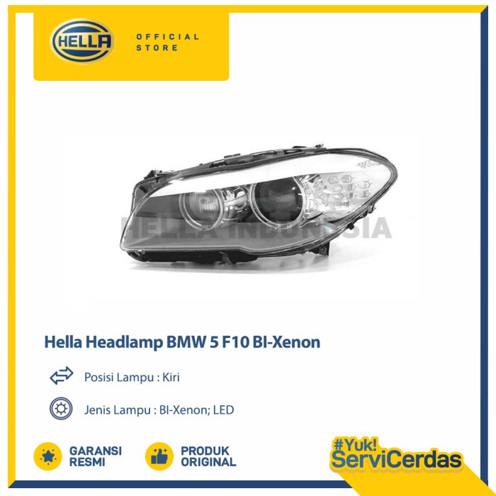 Lampu Headlamp Mobil Hella BMW 5 F10 (Kiri) BI-Xenon - Lampu Depan Mobil