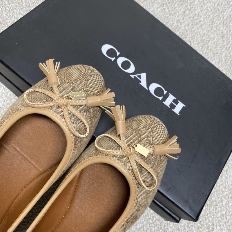 Coach Flatshoes Signature Canvas Khaki Cream