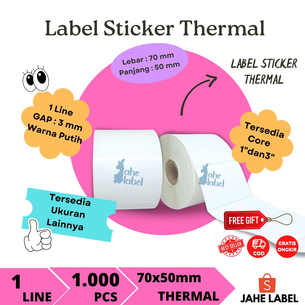 

MilL Stiker Label Thermal 70 x 50 - 1000 Pcs