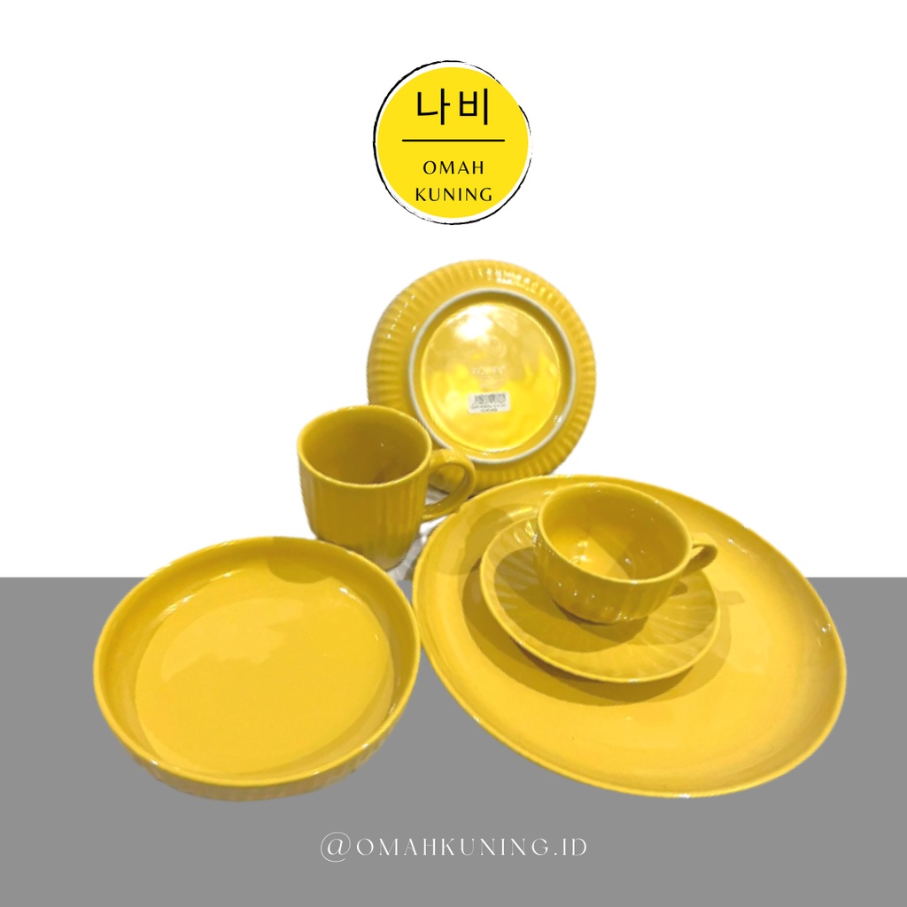 PIRING - GELAS TEH - CANGKIR KOPI KERAMIK KOPIN WARNA KUNING