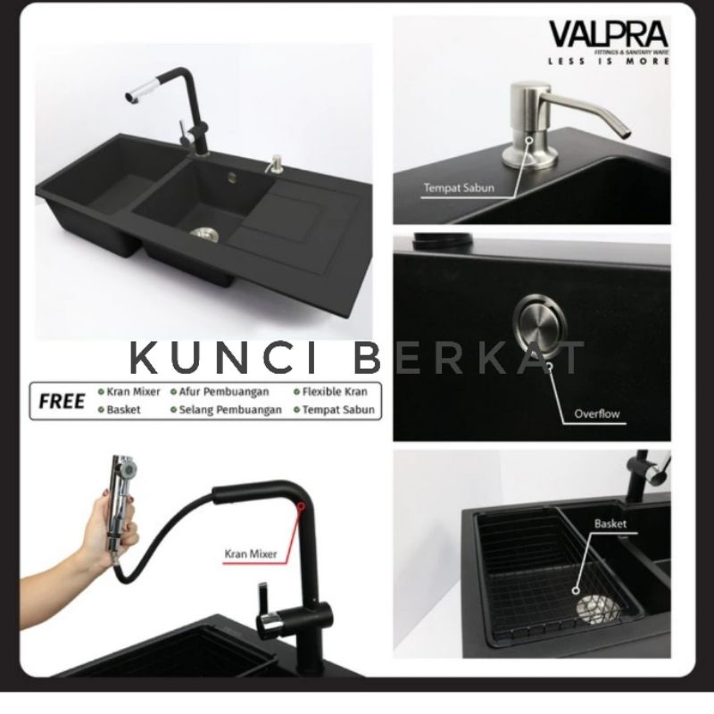 Bak Cuci Piring Granite 2 Lubang 1 Sayap 11650/Kitchen Sink Granit