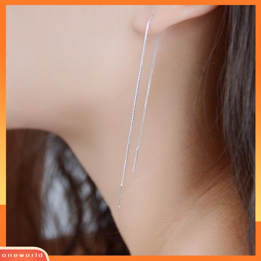 [WONE] 1pc Fashion Wanita Panjang Linear Rantai Menjuntai Garis Telinga Threader Anting Perhiasan