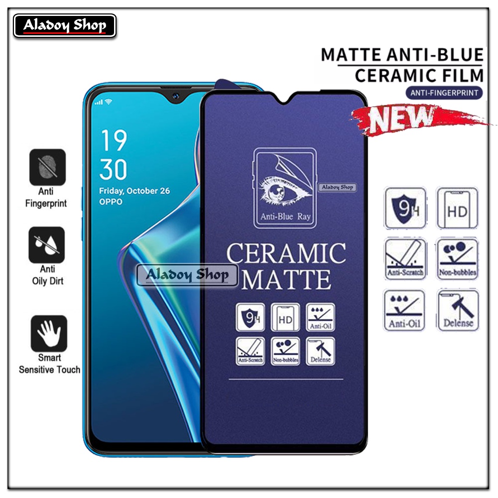 PAKET 3IN1 Anti Gores Blue Matte Anti Glare Oppo A12/A7/A5S + Tempered Glass Camera dan Skin Carbon