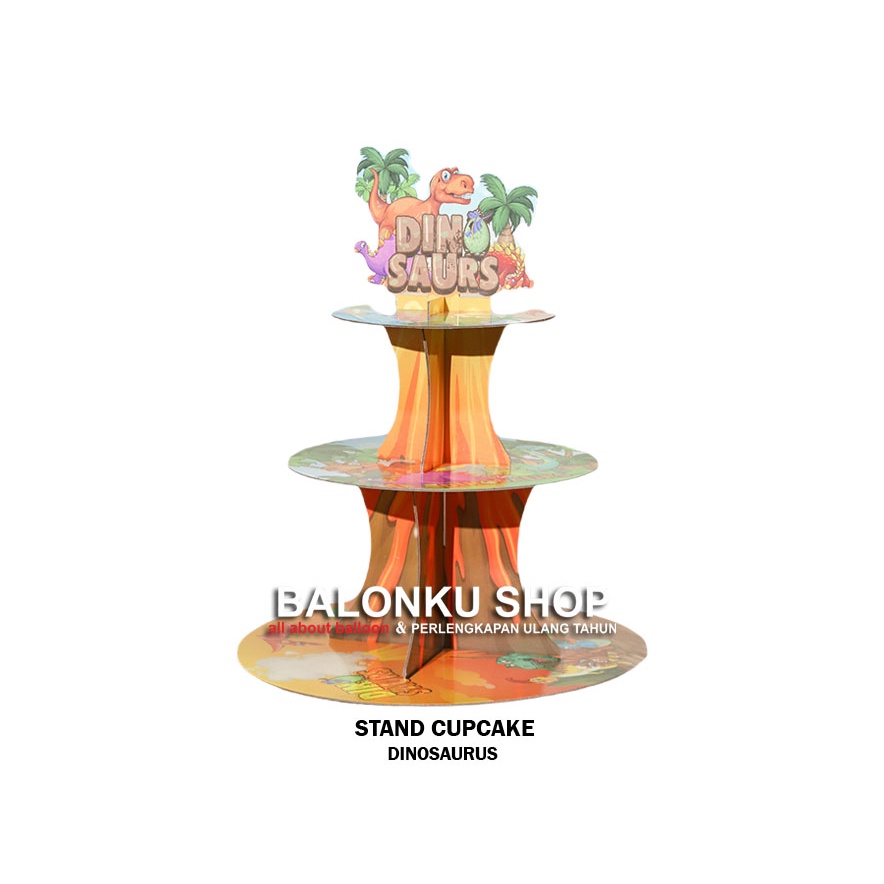 Stand Cupcake 3 Susun Dinosaurus / Tempat Cupcake / Stand Cupcake