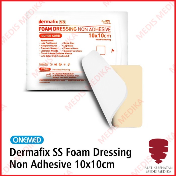 Dermafix SS 10 x 10cm OneMed Non Adhesive Foam Dressing Plester Luka Sesar Plaster 10x10 10x10cm