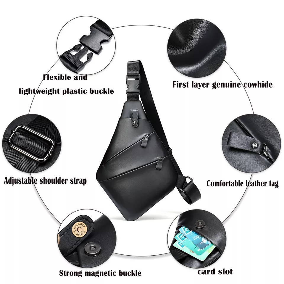 Tas Tipis Kulit Sling Bag / Tas Selempang Kulit Pria / Tas Bahu