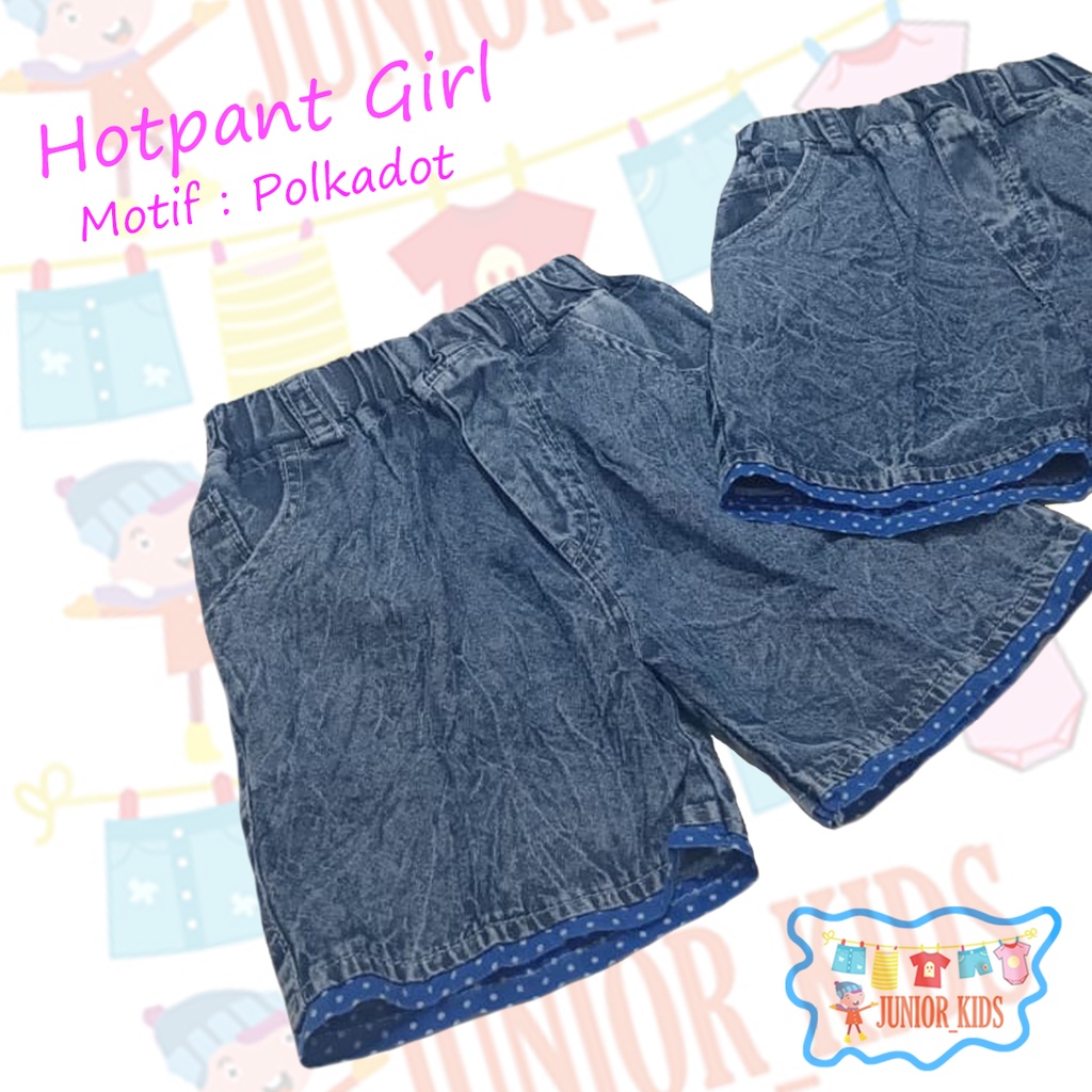 HOTPANTS SNOW JEANS WASH ANAK PEREMPUAN USIA 1- 4 TAHUN Hot Pant Anak Perempuan Celana Anak Motif-Polkadot