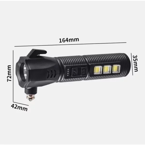 Senter LED COB Palu Pengaman kaca Mobil Multifungsi 4 ini 1 FLASHLIGHT USB CHARGER MULTIFUNGSI 4 IN 1 / SAFETY HAMMER CH - 22018 VEHICLE EMERGENCY