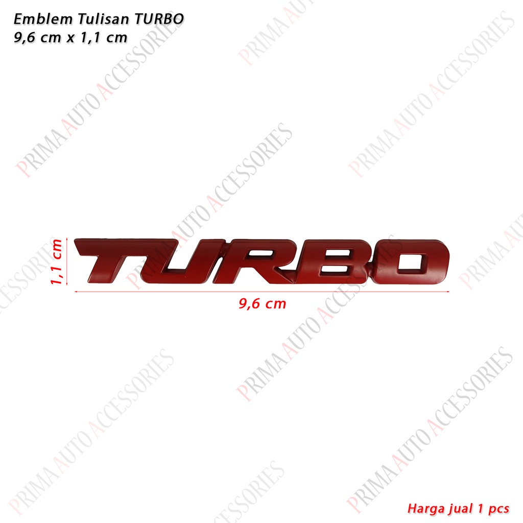 3D Emblem Full Metal Tulisan TURBO