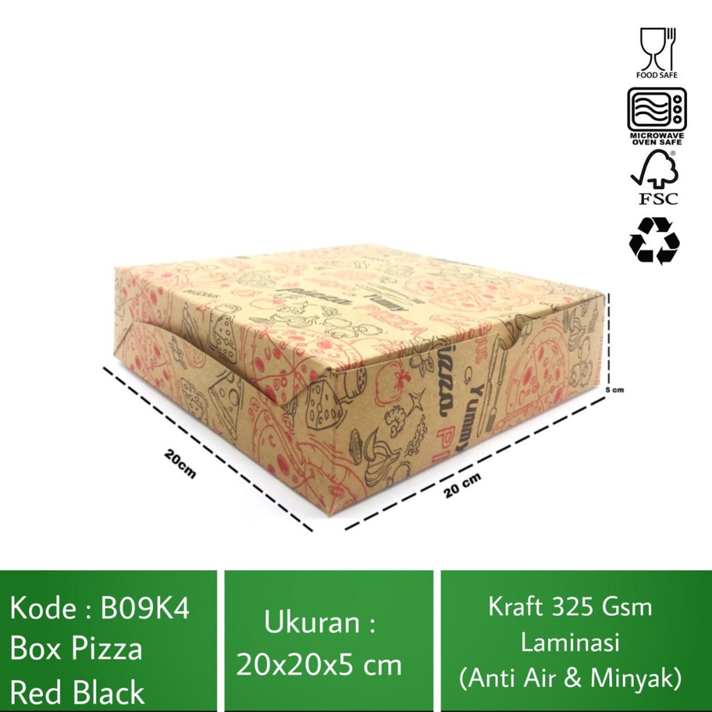 

(Isi 20) Box Pizza Motif Box Kue B9K4Z1 Laminasi