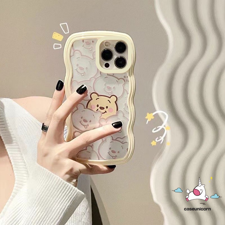 Kompatibel Untuk iPhone 6 6s 8 7 Plus 11 12 14 13 Pro Max XR 14Plus X XS Max SE 2020transparan Wavy Edge Kartun Lucu Winne the Pooh Soft TPU Case