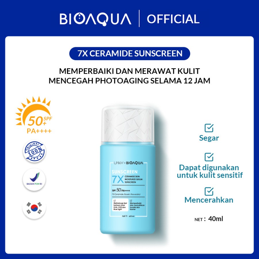 ✨ AKU MURAH ✨ BIOAQUA 7X Ceramide Sunblcok Wajah Sunscreen SPF 50 PA++++ 40ml