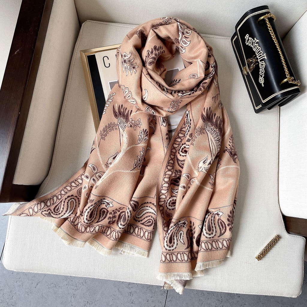 Aster Syal Scarf Shawl Elegan Motif Import Cashmere